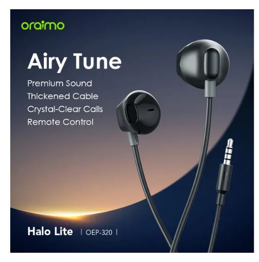 Restocked!! oraimo Halo Lite 3.5MM Half In-ear Earphones blue, black & Lite Gold