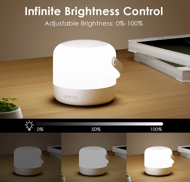 Oraimo SmartLamp Go 4.5W RGB Night Light Portable Design Perfect for Indoor and Outdoor Use, Infinite Brightness Control, Memory Function and Auto-Off Timer Smart Light