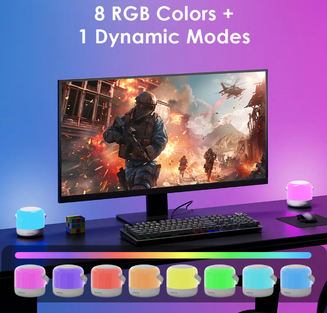 Oraimo SmartLamp Go 4.5W RGB Night Light Portable Design Perfect for Indoor and Outdoor Use, Infinite Brightness Control, Memory Function and Auto-Off Timer Smart Light