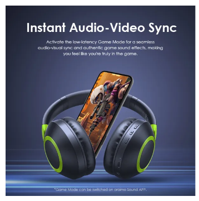 Hot sale !!Oraimo BoomPop2S ENC Over-Ear Wireless Headphones with Powerful Bass Gesture Control Dual-device Connectivity