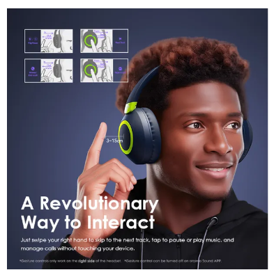 Hot sale !!Oraimo BoomPop2S ENC Over-Ear Wireless Headphones with Powerful Bass Gesture Control Dual-device Connectivity
