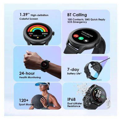 Oraimo Watch 2R 1.39" TFT IP68 Smart Watch + Oraimo Toast 10 Flash 10000mAh 12W Power Bank