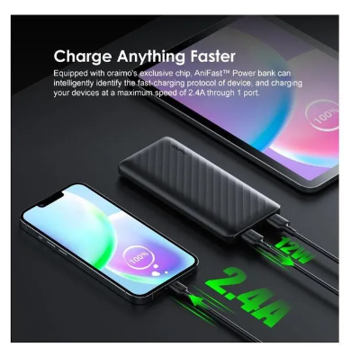 Oraimo Toast 10 Flash 10000mAh 12W 2.4A Max Fast Charging Power Bank  with wide compatibility Plus a GIFT of Oraimo oraimo Conch 2 In-Ear Wired Earphones