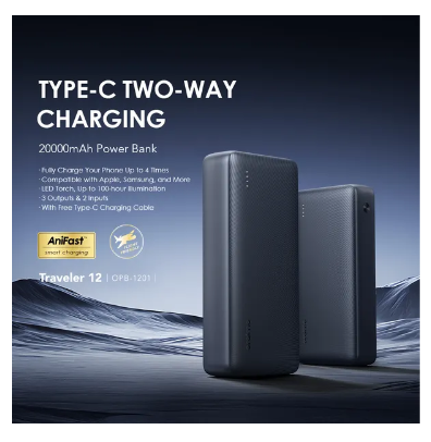 NEW ARRIVAL! Oraimo Traveler 12 20000mAh 12W Power Bank with C-TO -C OUTPUT No Battery Anxiety