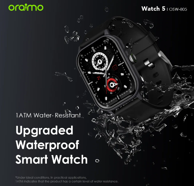 Oraimo Watch 5 2.01" HD Panda Glass 1ATM Smart Watch 88.8% Screen-to-body Radio 1ATM Waterproof