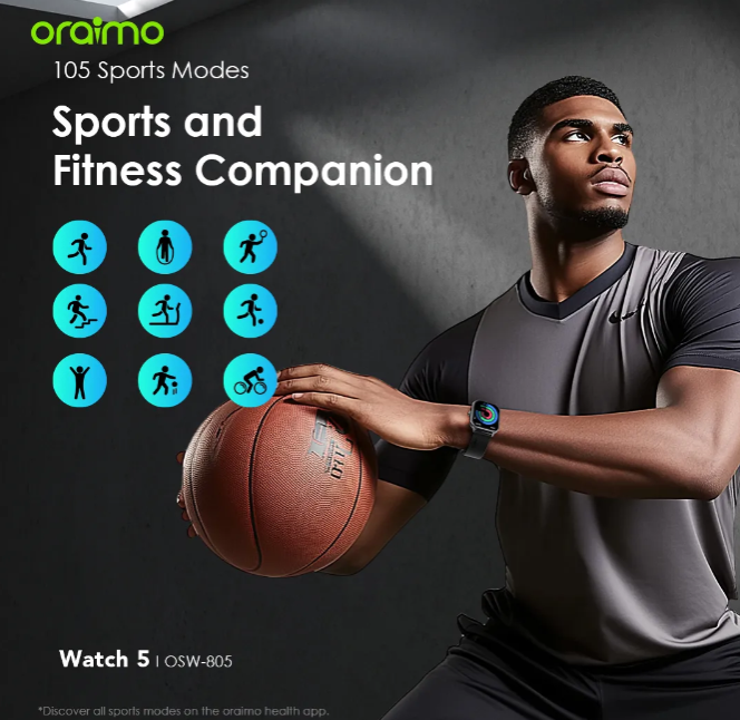 Oraimo Watch 5 2.01" HD Panda Glass 1ATM Smart Watch 88.8% Screen-to-body Radio 1ATM Waterproof
