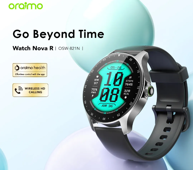 Oraimo Watch Nova R 1.39'' Panda Glass IP68 Wireless HD Calling HD Display, Robust Design Smart Watch