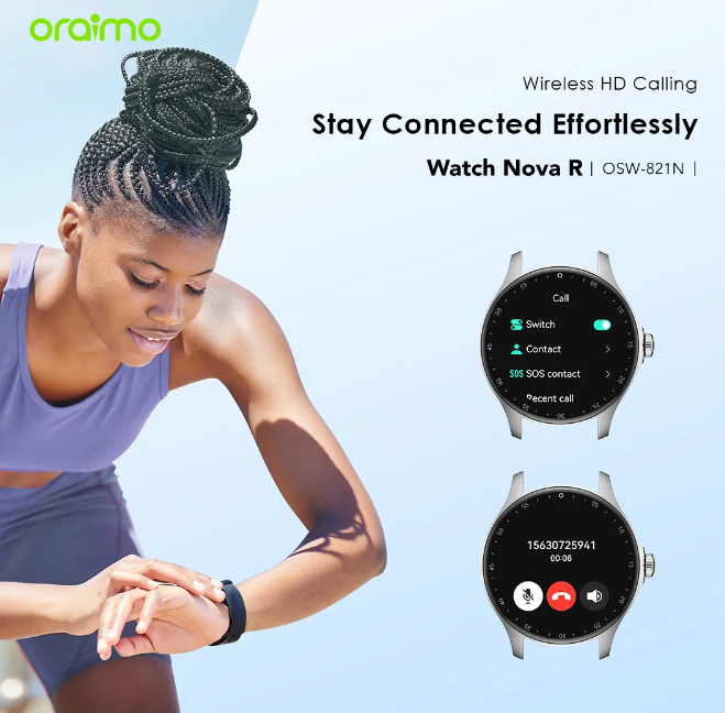 Oraimo Watch Nova R 1.39'' Panda Glass IP68 Wireless HD Calling HD Display, Robust Design Smart Watch
