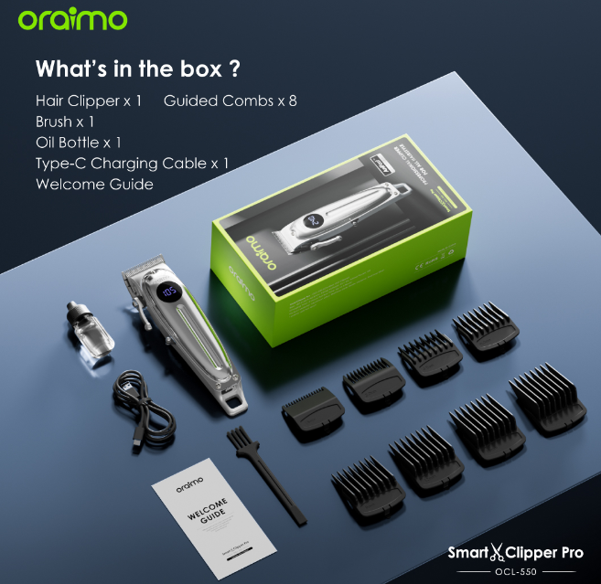 Oraimo Smart Clipper Pro Super Powerful Motor Self-sharpening and Adjustable Blades 240-minute Runtime Professional Hair Clipper Shaving Machine