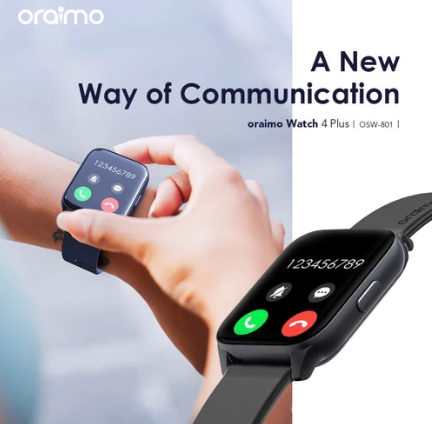 Oraimo Watch 4 plus OSW 801 BIGGER SCREEN MORE SPORTS MODE 24h HEALTH MANAGEMENT 7 DAYS BATTERY LIFE 105 Sport mode call and message reminder Oraimo Smartwatch