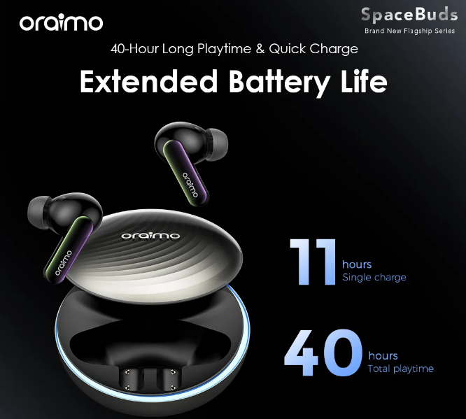 oraimo SpaceBuds Hybrid ANC True Wireless Earbuds Customized Voice Prompt + FREE Charging Kit