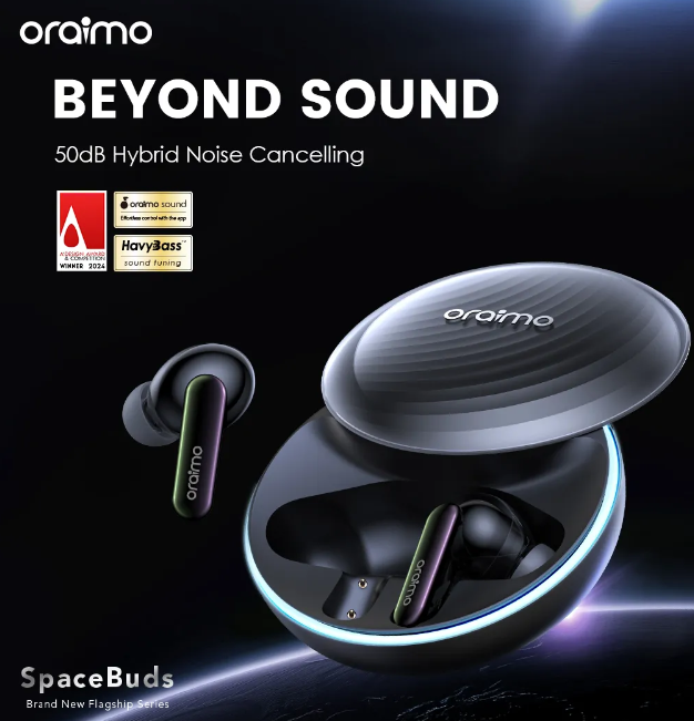 oraimo SpaceBuds Hybrid ANC True Wireless Earbuds Customized Voice Prompt + FREE Charging Kit