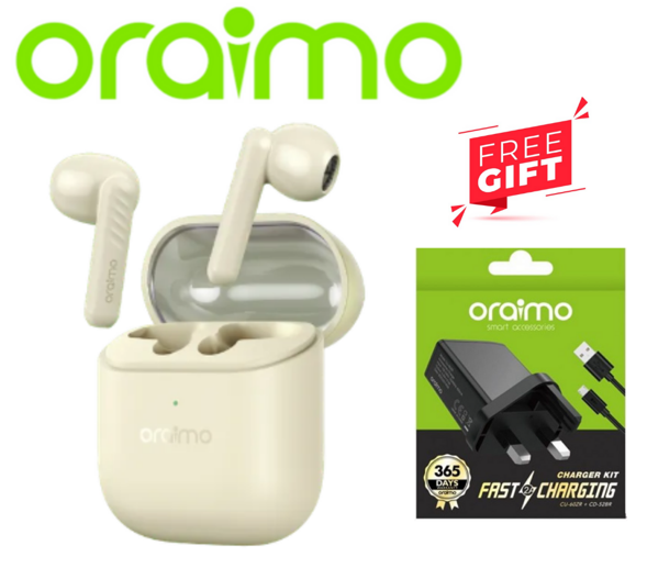 SPECIAL OFFER! oraimo FreePods Neo Half In Ear True Wireless Earbuds Bluetooth Earphones + FREE Charger