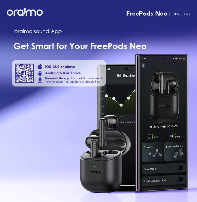SPECIAL OFFER! oraimo FreePods Neo Half In Ear True Wireless Earbuds Bluetooth Earphones + FREE Charger