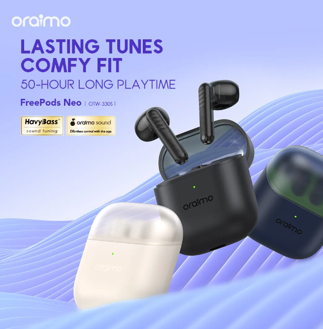 SPECIAL OFFER! oraimo FreePods Neo Half In Ear True Wireless Earbuds Bluetooth Earphones + FREE Charger