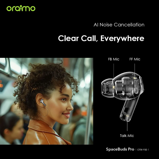 Oraimo SpaceBuds Pro Hybrid ANC True Wireless Earbuds  50dB Hybrid ANC Noise Cancellation Sound360 Spatial Audio Bluetooth Earphones