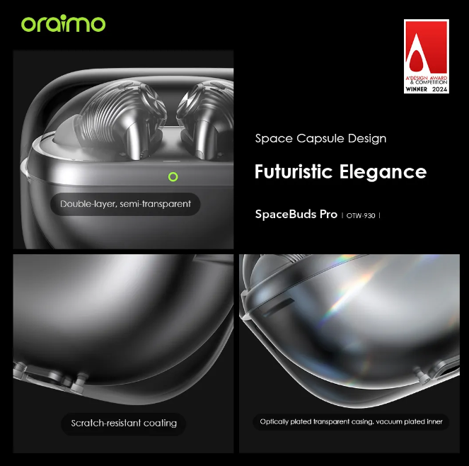 Oraimo SpaceBuds Pro Hybrid ANC True Wireless Earbuds  50dB Hybrid ANC Noise Cancellation Sound360 Spatial Audio Bluetooth Earphones
