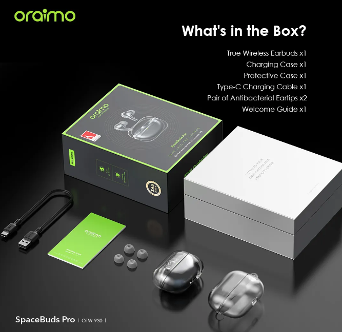 Oraimo SpaceBuds Pro Hybrid ANC True Wireless Earbuds  50dB Hybrid ANC Noise Cancellation Sound360 Spatial Audio Bluetooth Earphones
