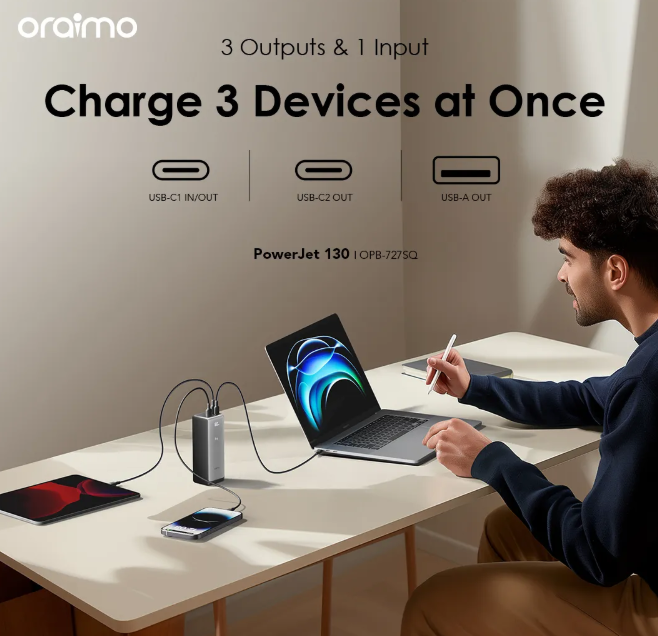 oraimo PowerJet 130 27600mAh 130W  Power Laptop & Phone Power Bank