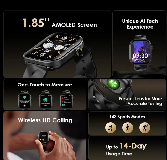 oraimo Watch Pro AM 1.85″ AMOLED IP68 Smart Watch