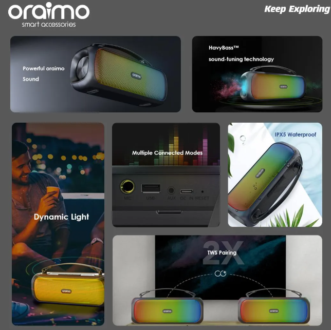 oraimo Boom 30W IPX5 Waterproof- True Party Music Freedom Massive Bass Bluetooth Wireless Speaker