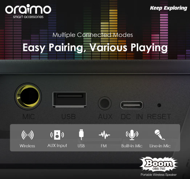 oraimo Boom 30W IPX5 Waterproof- True Party Music Freedom Massive Bass Bluetooth Wireless Speaker