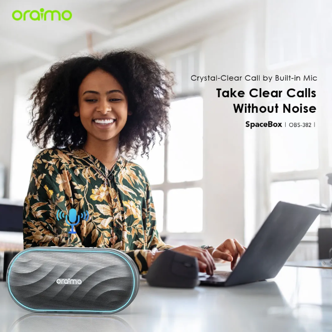 Oraimo SpaceBox 8W FM Wireless Speaker Powerful and Punchy Bass + Oraimo Earphones