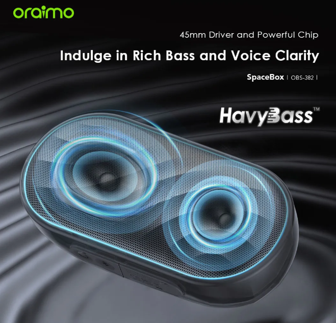 Oraimo SpaceBox 8W FM Wireless Speaker Powerful and Punchy Bass + Oraimo Earphones