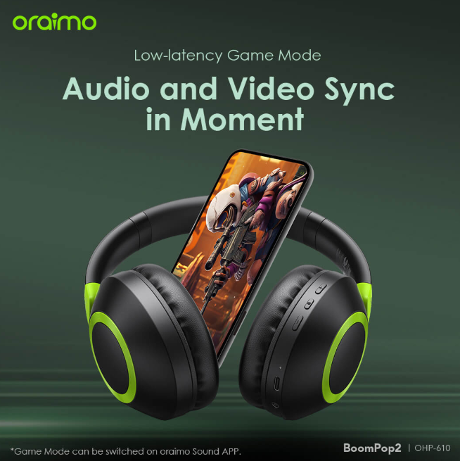 oraimo BoomPop 2 ENC 60-hr-Playtime Over-Ear Wireless Headphones