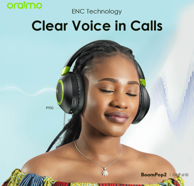 oraimo BoomPop 2 ENC 60-hr-Playtime Over-Ear Wireless Headphones