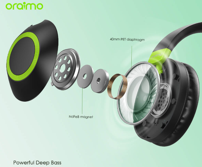 oraimo BoomPop 2 ENC 60-hr-Playtime Over-Ear Wireless Headphones