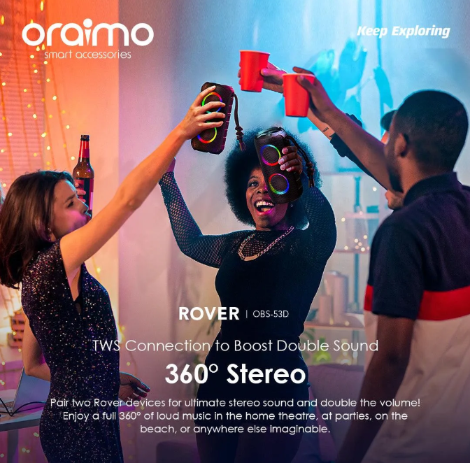 oraimo Rover 12W FM Wireless  Bluetooth Speaker  Powerful and Punchy Bass