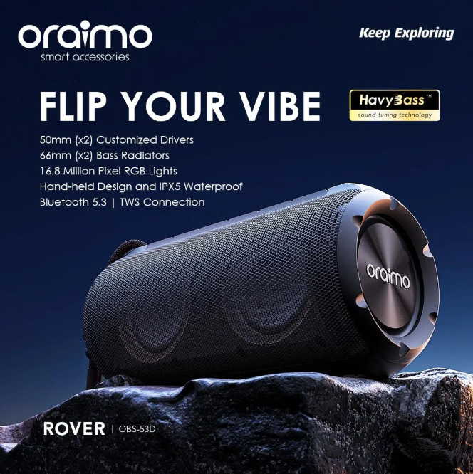 oraimo Rover 12W FM Wireless  Bluetooth Speaker  Powerful and Punchy Bass
