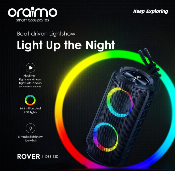 oraimo Rover 12W FM Wireless  Bluetooth Speaker  Powerful and Punchy Bass