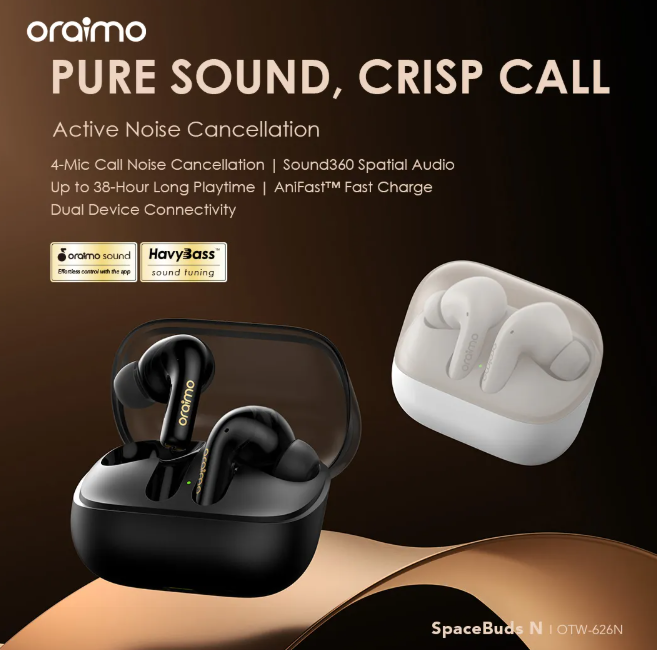 oraimo SpaceBuds N Active Noise Cancellation (ANC) True Wireless Earbuds