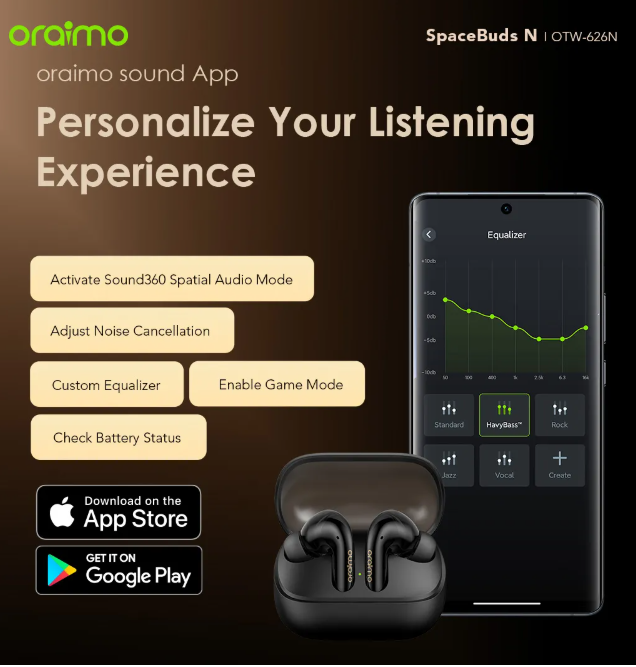 oraimo SpaceBuds N ANC True Wireless Bluetooth Earbuds Earphones