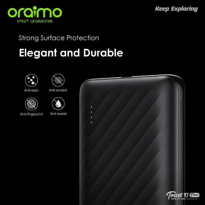 Oraimo Watch 5 Lite 2.01" HD Screen Waterproof Sports Smart Watch + Oraimo Toast 10 Flash 10000mAh 2.4A Max Fast Charging Power Bank Powerbank and Smartwatch
