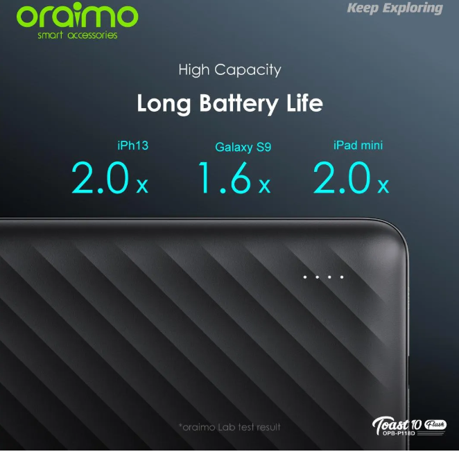 Oraimo Watch 5 Lite 2.01" HD Screen Waterproof Sports Smart Watch + Oraimo Toast 10 Flash 10000mAh 2.4A Max Fast Charging Power Bank Powerbank and Smartwatch