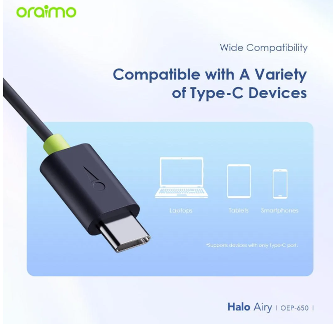 oraimo Halo Airy Type-C Half In-ear Wired Headphones Earphones