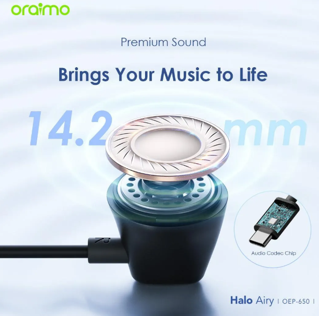 oraimo Halo Airy Type-C Half In-ear Wired Headphones Earphones