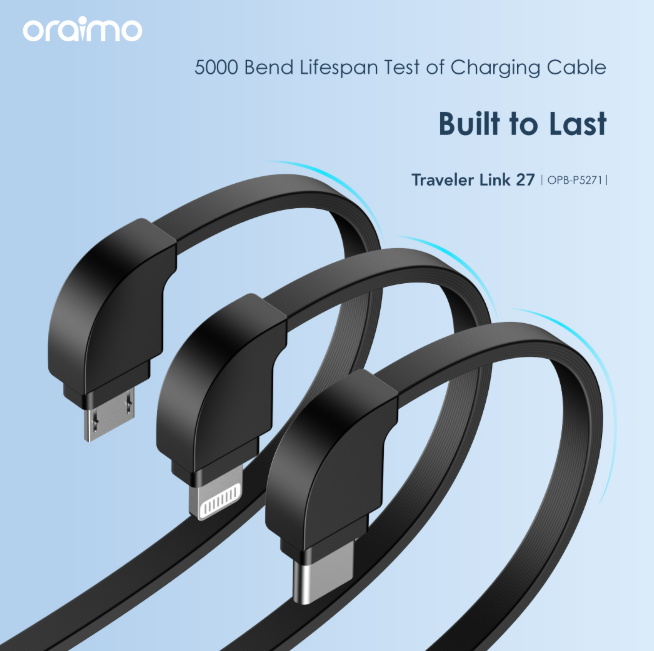 oraimo Traveler Link 27 27000mAh 12W, 3 Built-in Charging Cables Power Bank + FREE Oraimo Earphones