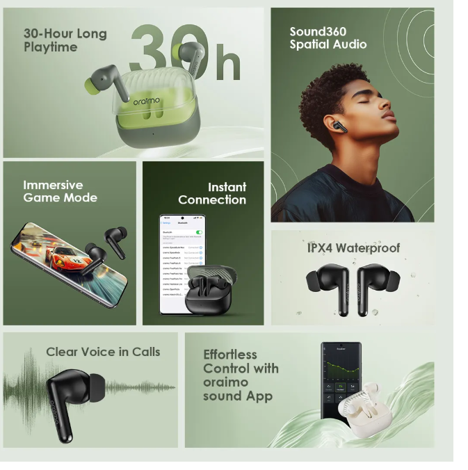 oraimo SpaceBuds Neo True Wireless Spatial Earbuds Oraimo Bluetooth Earphones