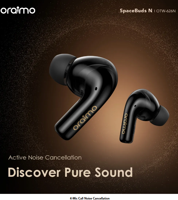 oraimo SpaceBuds N ANC True Wireless Earbuds Bluetooth Earpods + Oraimo  Wired Earphones