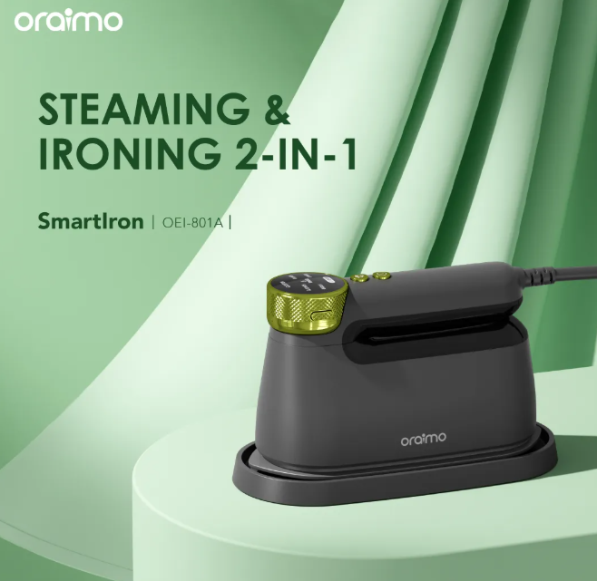 oraimo SmartIron 1740W Steaming & Ironing 2-in-1  Portable Electric Iron 6 Variable Steam Levels  180° Foldable Handle , Pasi