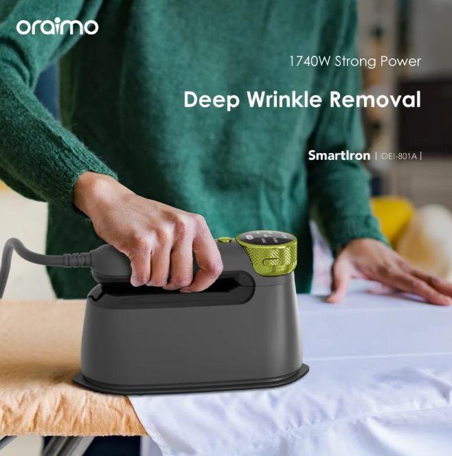 oraimo SmartIron 1740W Steaming & Ironing 2-in-1  Portable Electric Iron 6 Variable Steam Levels  180° Foldable Handle , Pasi