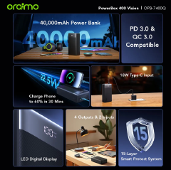 oraimo PowerBox 400 Vision 40000mAh 22.5W Power Bank Fully Charge Your Phone Up to 8 Times Oraimo Powerbank