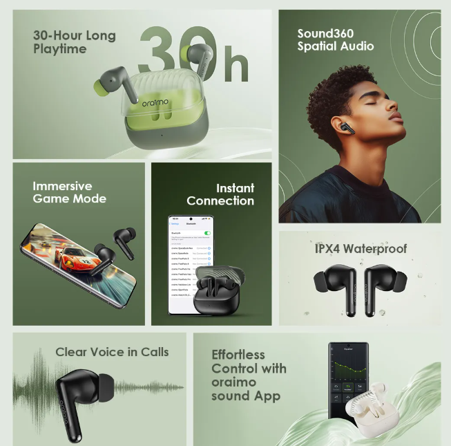 oraimo SpaceBuds Neo True Wireless Spatial Earbuds Bluetooth Earphones