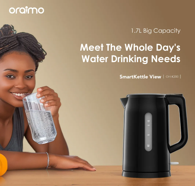 oraimo SmartKettle View 1.7L 304 Stainless Steel Electric Kettle + Free Gift 300mL Thermo-flask