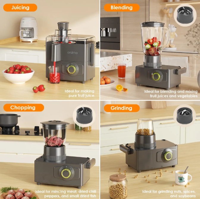 oraimo OmniBlend 4-in-1-Blender, Juicing, Blending, Chopping And Grinding Stainless Steel Blender