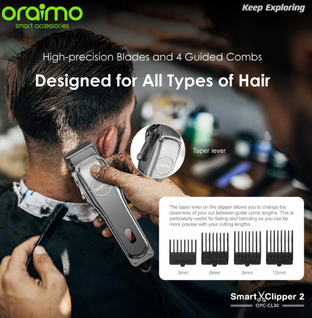 oraimo Smart Clipper 2 Professional Hair Clipper + Free Oraimo Wired Earphones